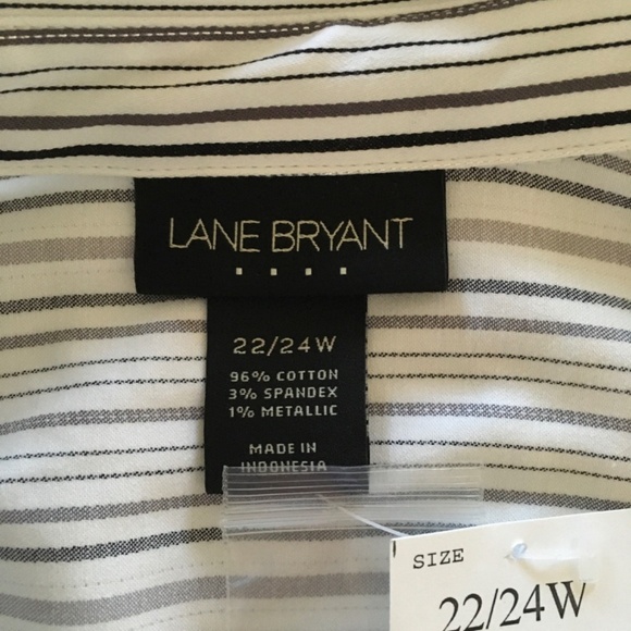 NWT Lane Bryant Gray White Metallic Striped Button Down Shirt Blouse Sz 22/24W - Picture 10 of 14